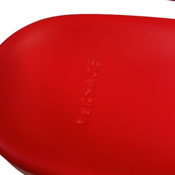 VERSACE EXCELLENT RED MEDUSA PALAZZO SLIDES SANDALS SIZE 11 / 44 MADE IN ITALY - Picture 2 of 12